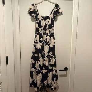 Anthropologie Floral Black and White Maxi Dress